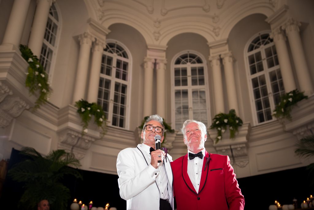 Groom and groom speech in a cathedral at Abbaye, oka