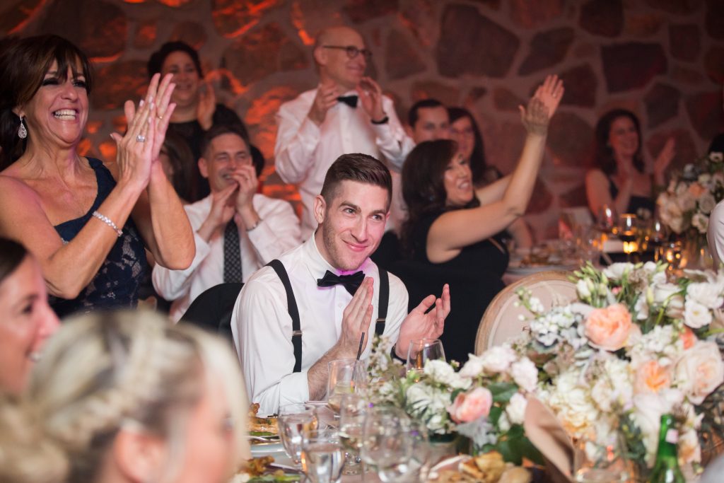 Groom at the reception on his wedding day