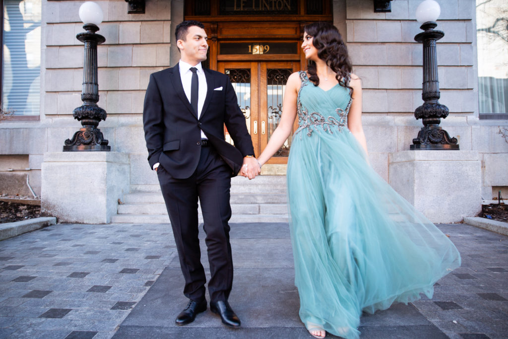 Engaged couple in Montreal